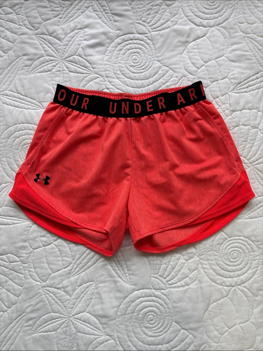 Under Armour Coral-Red Athletic Shorts with Branded Waistband XS